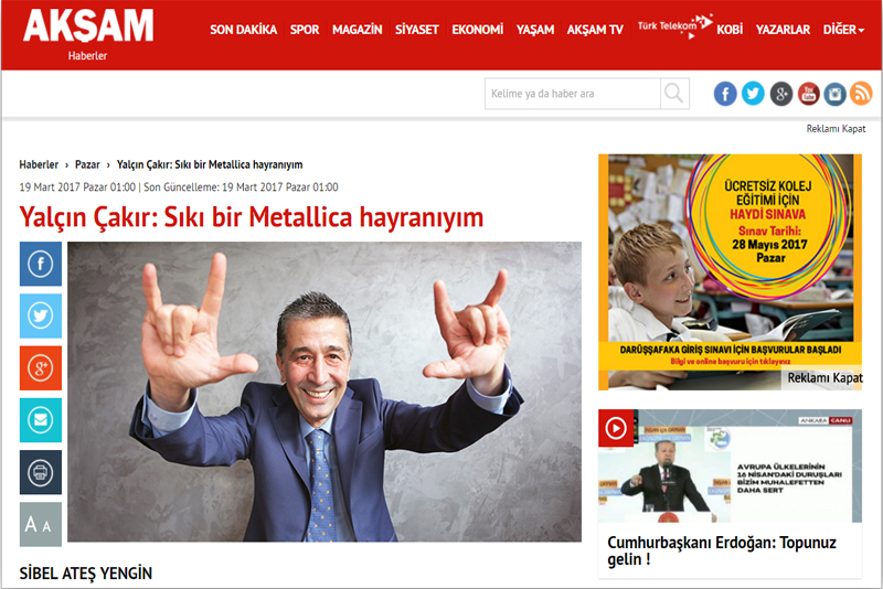 Yalçın Çakır röportajı; AKşam Gazetesi
